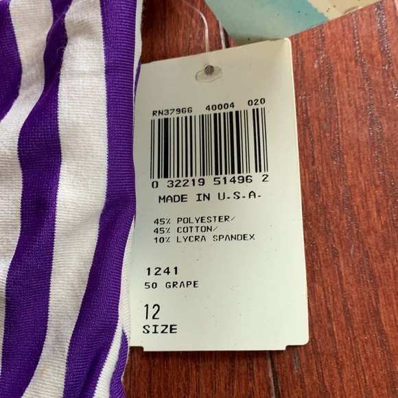 NWT Vintage Le Cove retro stripe cotton swimsuit bathing suit S/M - Picture 3 of 7